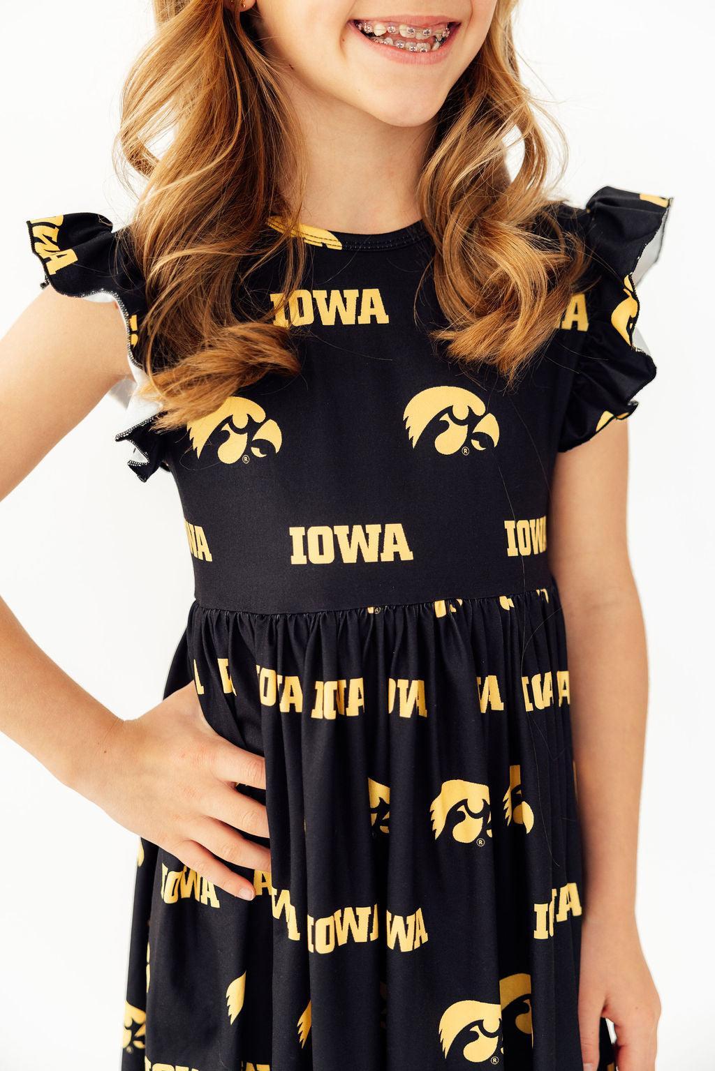 Iowa Black Tigerhawk Flutter Twirl Dress-Mila & Rose ®