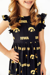 Iowa Black Tigerhawk Flutter Twirl Dress-Mila & Rose ®