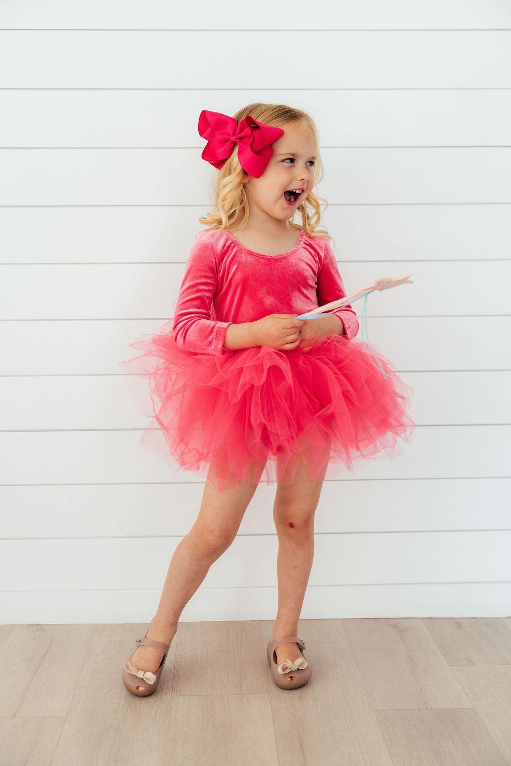 Magenta Velvet L/S Tutu Leotard-Mila & Rose ®