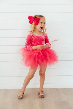 Magenta Velvet L/S Tutu Leotard-Mila & Rose ®