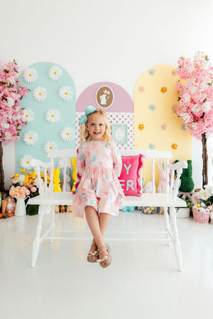 Preppy Peeps 3/4 Sleeve Pocket Twirl Dress-Mila & Rose ®