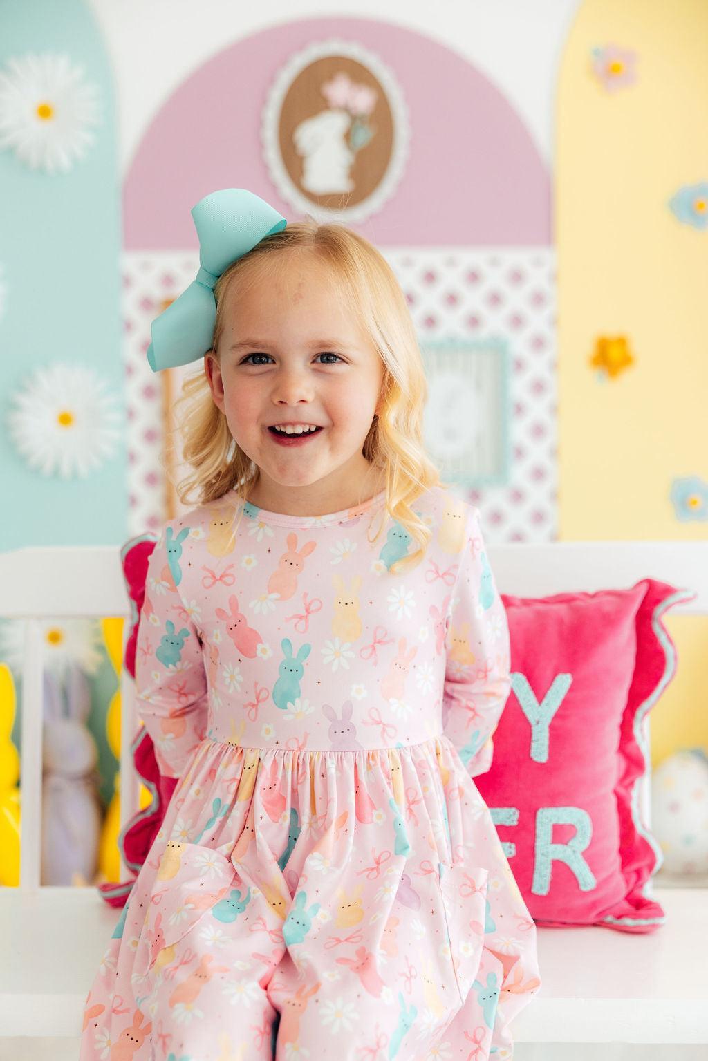 Preppy Peeps 3/4 Sleeve Pocket Twirl Dress-Mila & Rose ®