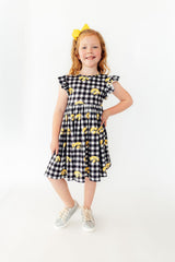Iowa Plaid Tigerhawk Flutter Twirl Dress-Mila & Rose ®