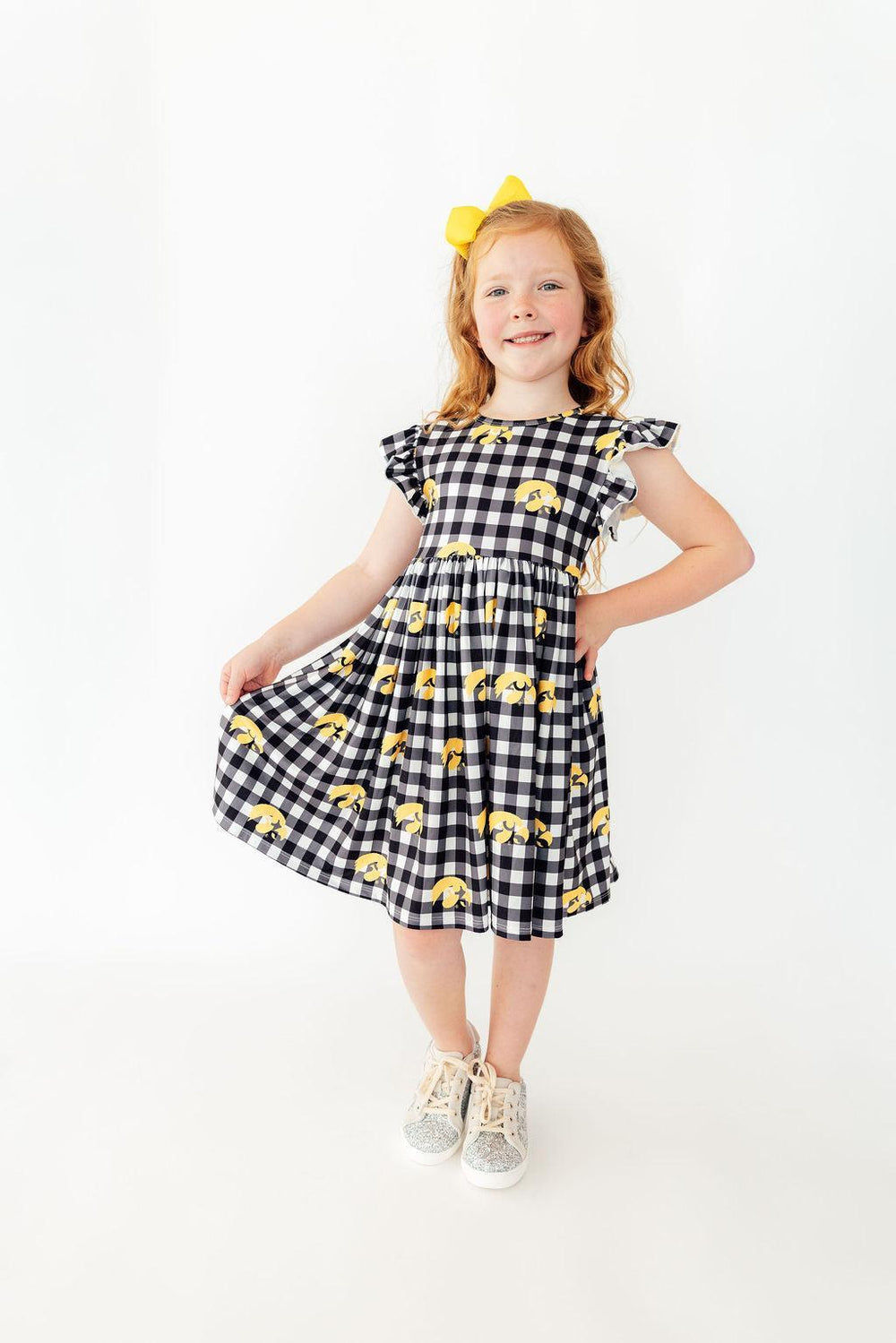 Iowa Plaid Tigerhawk Flutter Twirl Dress-Mila & Rose ®