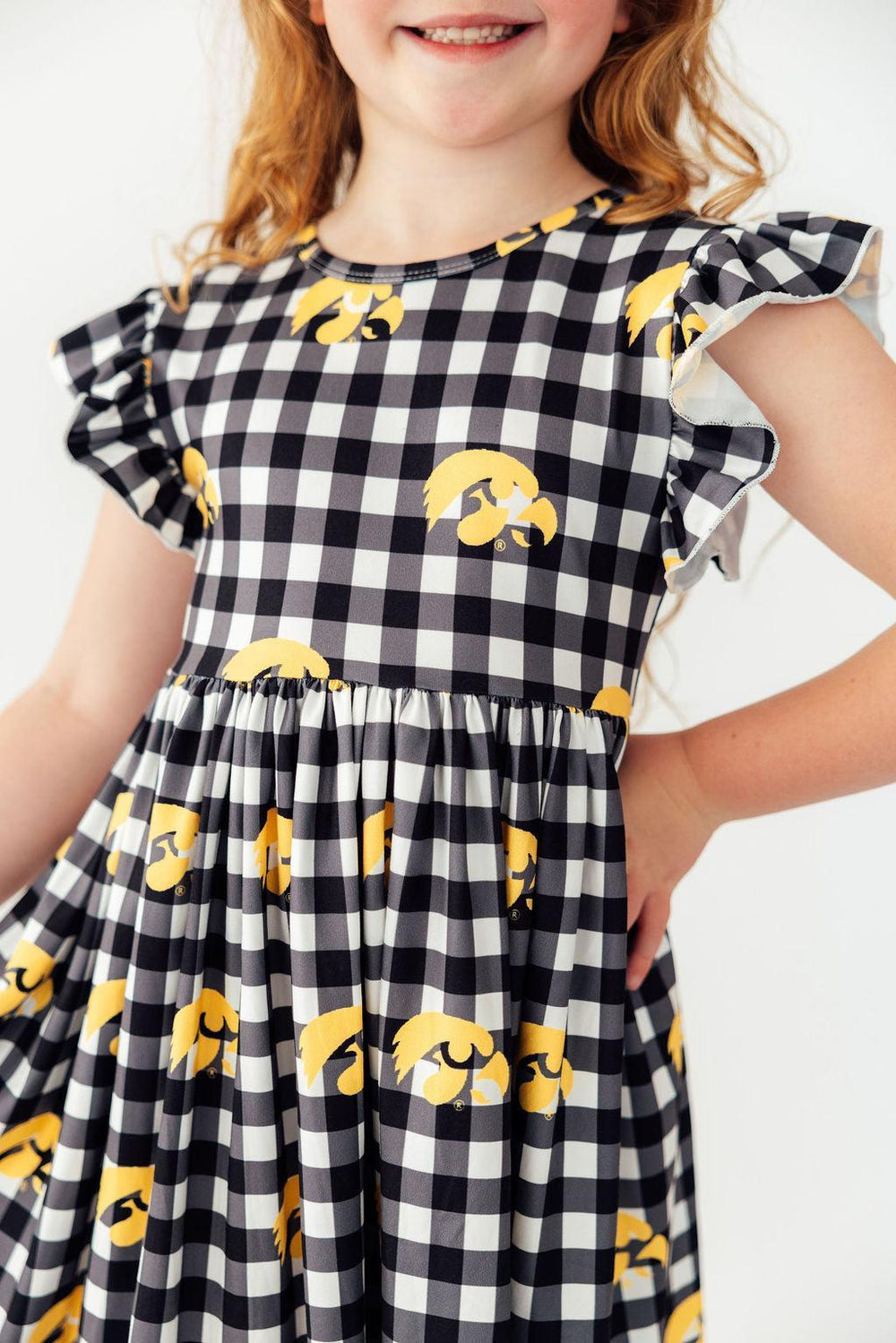 Iowa Plaid Tigerhawk Flutter Twirl Dress-Mila & Rose ®
