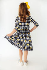 Iowa Plaid Tigerhawk 3/4 Sleeve Pocket Twirl Dress-Mila & Rose ®