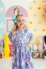 Beautiful Bunnies 3/4 Sleeve Pocket Twirl Dress-Mila & Rose ®