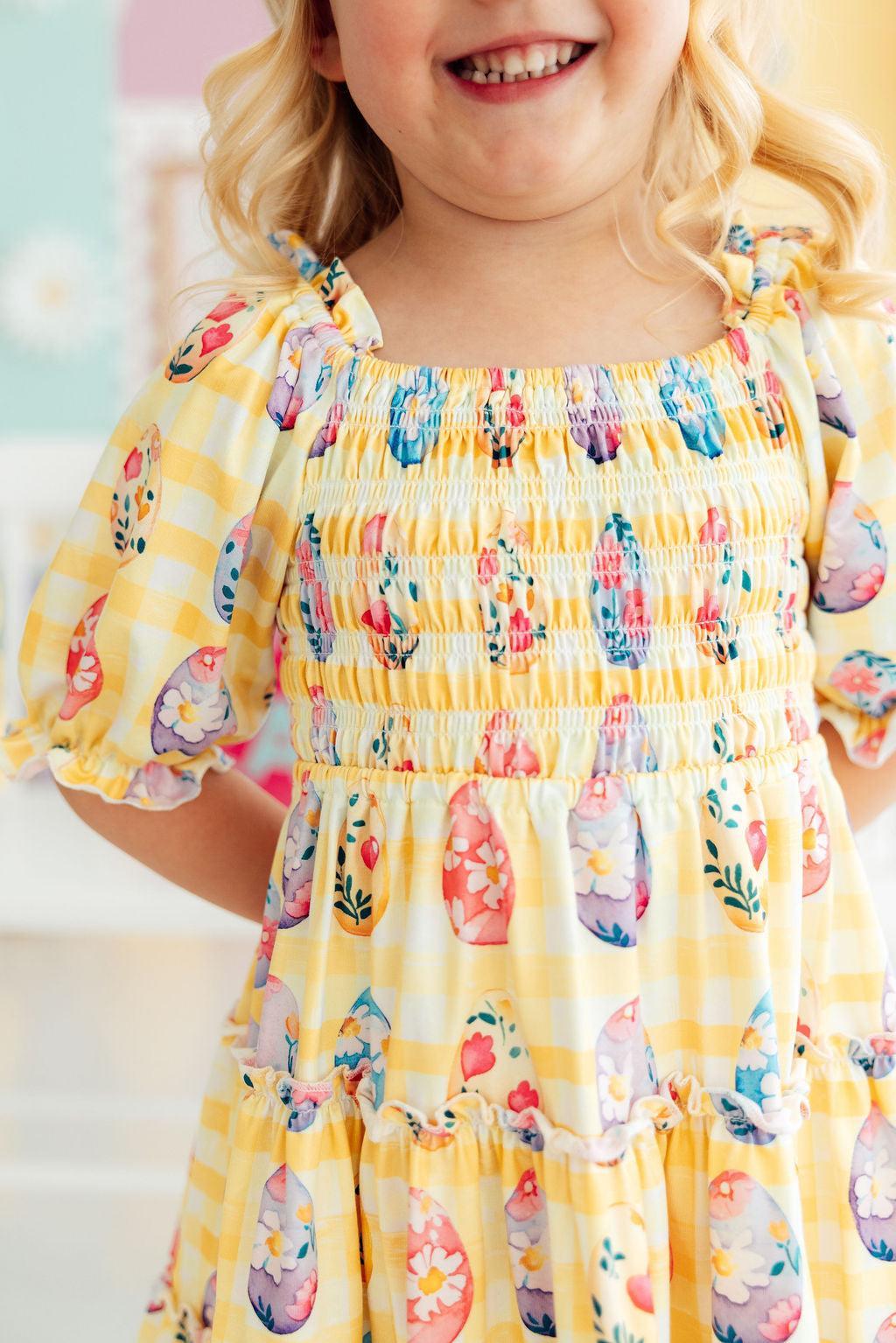 pink and yellow easter dress Emily Rose 2T yellow pink Easter bunny shirt dress toddler girl ruffle