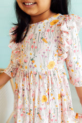 Carrot Cutie 3/4 Sleeve Ruffle Twirl Dress-Mila & Rose ®