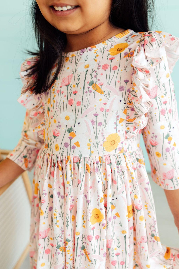 Carrot Cutie 3/4 Sleeve Ruffle Twirl Dress-Mila & Rose ®
