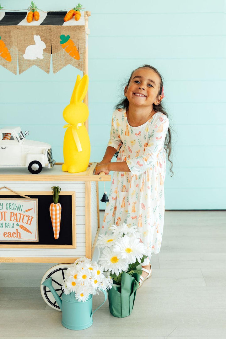 Sunny Bunnies 3/4 Sleeve Pocket Twirl Dress-Mila & Rose ®