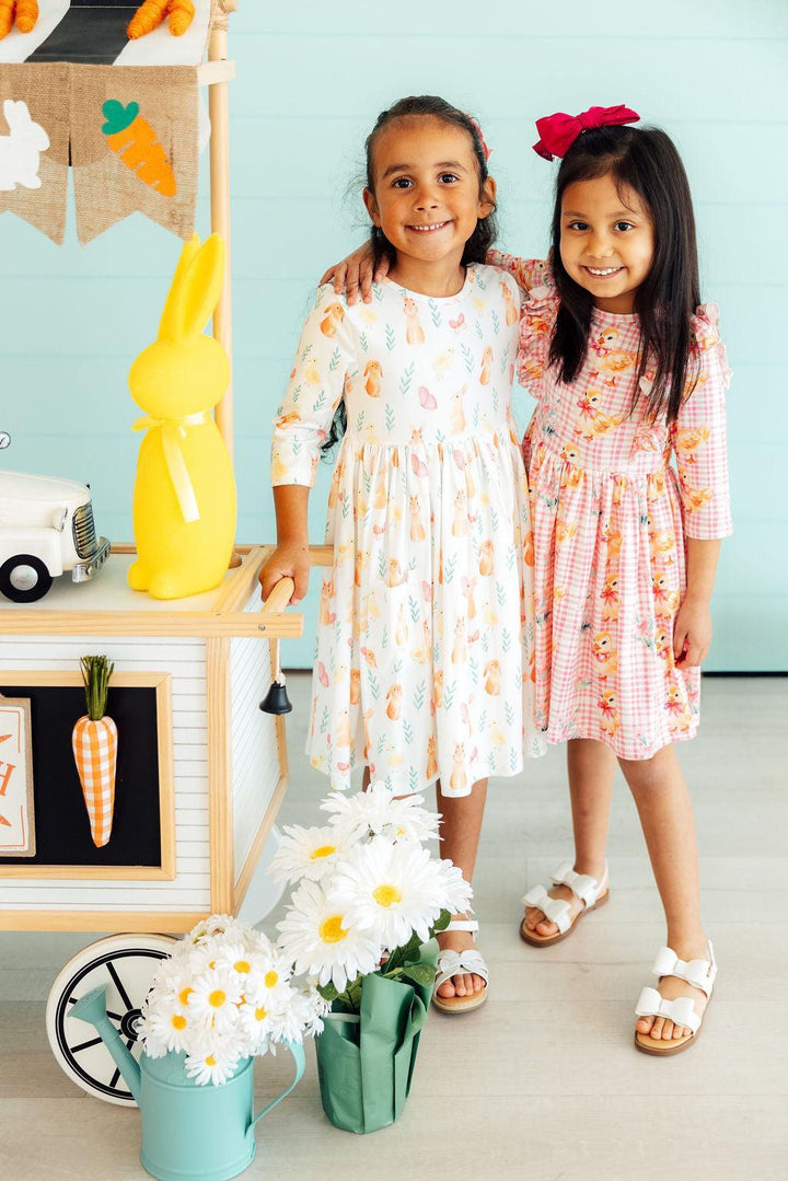 Daisy Ducklings 3/4 Sleeve Ruffle Twirl Dress-Mila & Rose ®