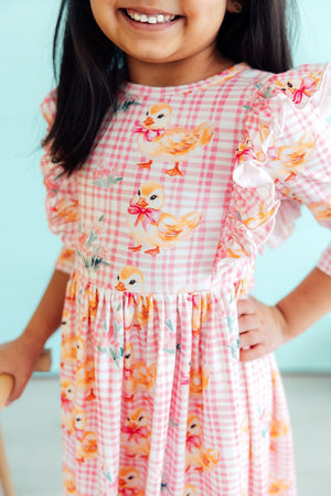 Daisy Ducklings 3/4 Sleeve Ruffle Twirl Dress-Mila & Rose ®