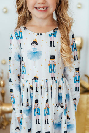 Waltz of the Snowflakes L/S Pocket Twirl Dress-Mila & Rose ®