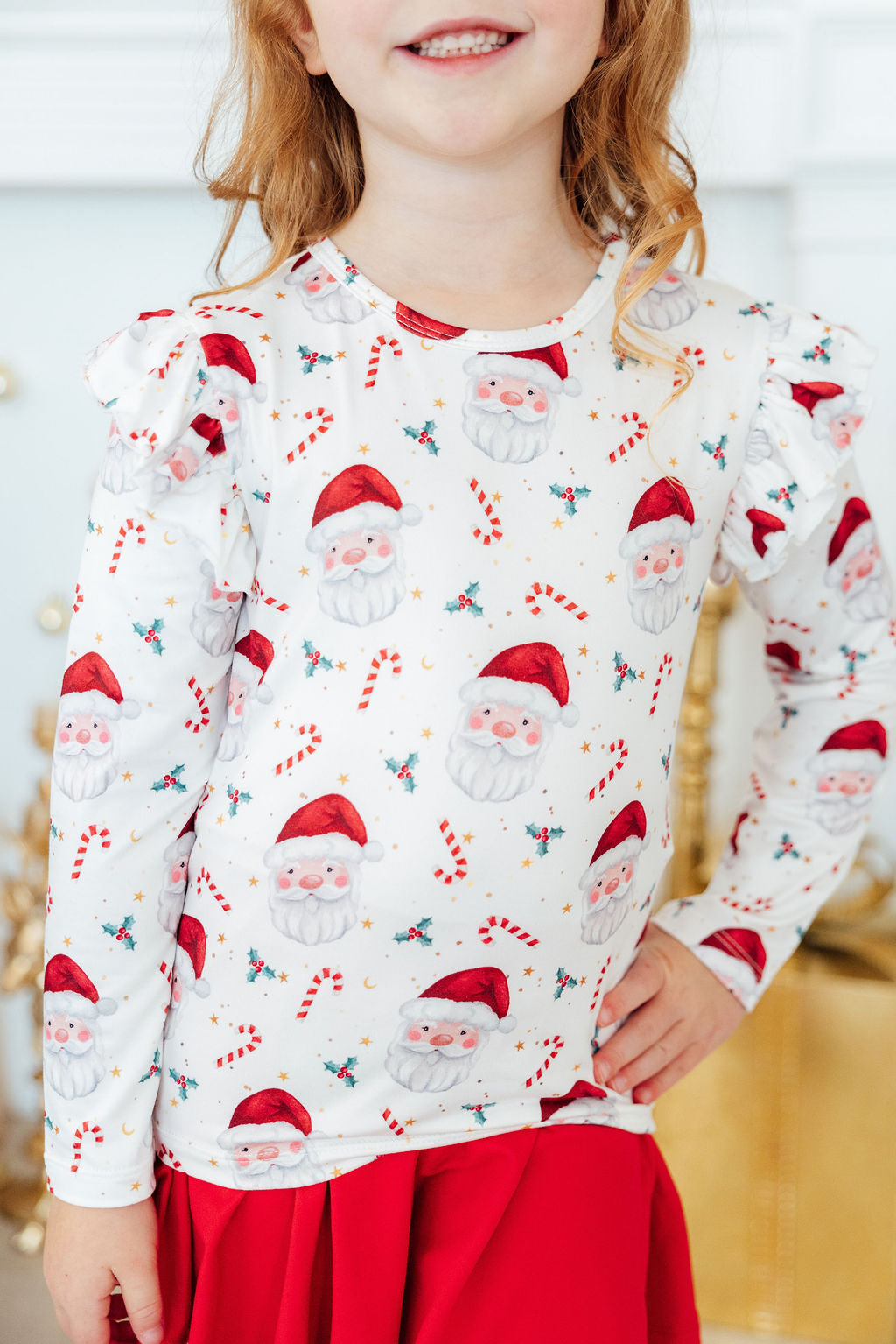 Mistletoe Magic L/S Ruffle Tee-Mila & Rose ®