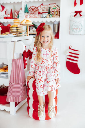 Candy Cane Lane L/S Pocket Twirl Dress-Mila & Rose ®
