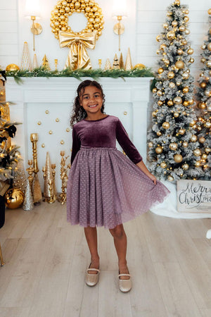 Amethyst Velvet Tutu Dress-Mila & Rose ®