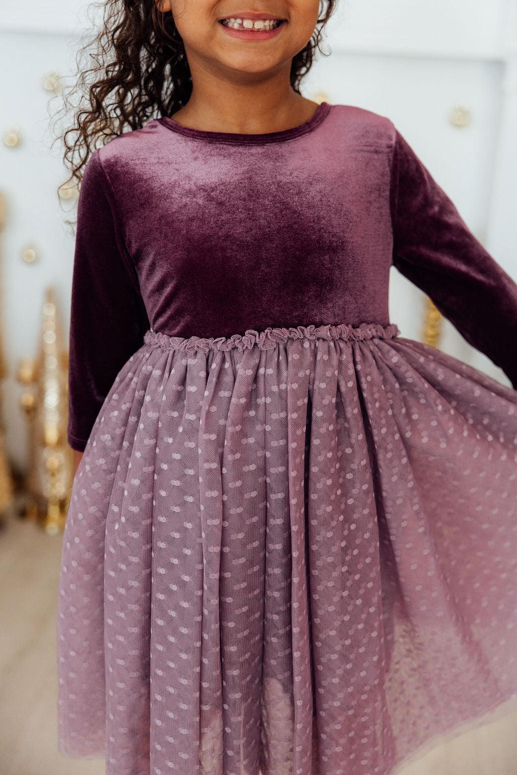 Amethyst Velvet Tutu Dress-Mila & Rose ®