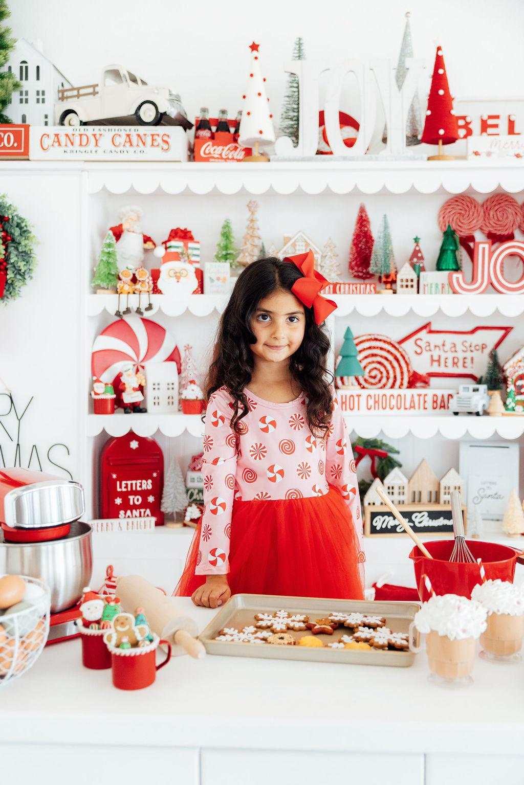 Pink Peppermint L/S Tutu Dress-Mila & Rose ®