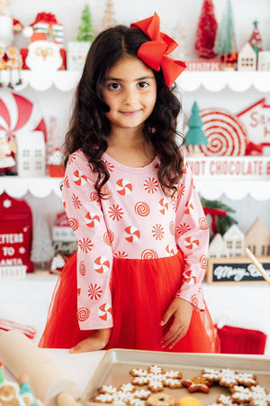 Pink Peppermint L/S Tutu Dress-Mila & Rose ®