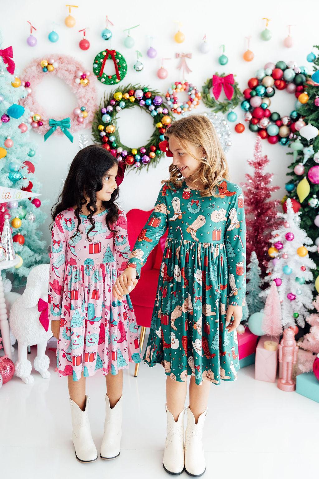 Western Wonderland L/S Pocket Twirl Dress-Mila & Rose ®