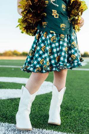Baylor Plaid Bear Ruffle Twirl Skort-Mila & Rose ®