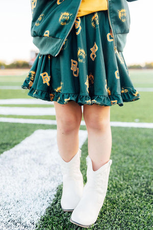 Baylor Green Bear Ruffle Twirl Skort-Mila & Rose ®
