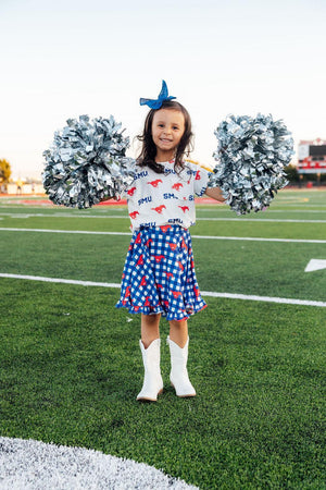 SMU Plaid Mustang Ruffle Twirl Skort-Mila & Rose ®