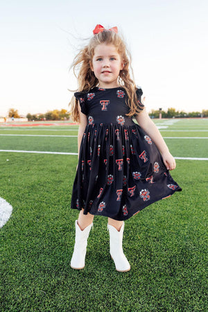 Texas Tech Black Raider Red Flutter Twirl Dress-Mila & Rose ®