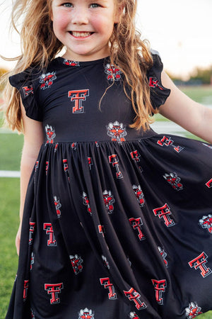 Texas Tech Black Raider Red Flutter Twirl Dress-Mila & Rose ®