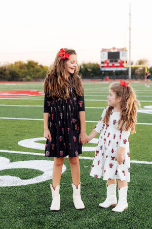 Texas Tech Black Raider Red 3/4 Sleeve Pocket Twirl Dress-Mila & Rose ®