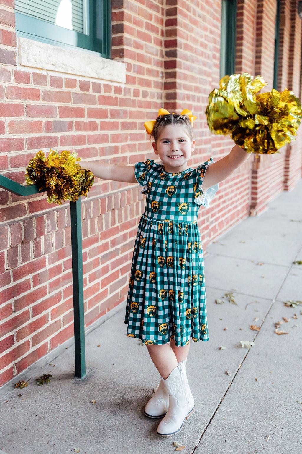 Baylor Plaid Bear Flutter Twirl Dress-Mila & Rose ®