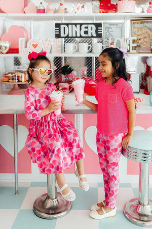 Happy Heart Day 3/4 Sleeve Pocket Twirl Dress-Mila & Rose ®