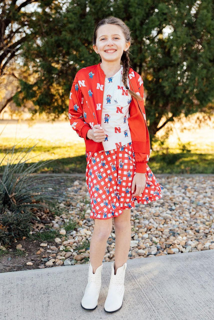 Nebraska Plaid Herbie Husker Twirl Skort-Mila & Rose ®