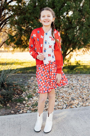 Nebraska Plaid Herbie Husker Twirl Skort-Mila & Rose ®