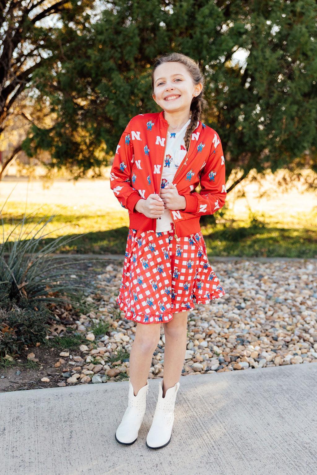 (S) Nebraska Red Herbie Husker Satin Jacket-Mila & Rose ®