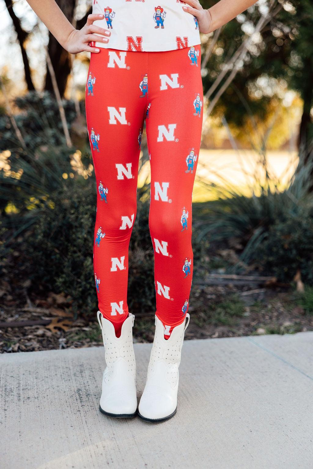 (S) Nebraska Red Herbie Husker Leggings-Mila & Rose ®