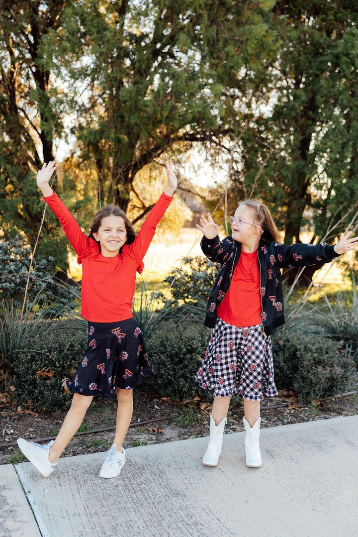Texas Tech Plaid Raider Red Twirl Skort-Mila & Rose ®