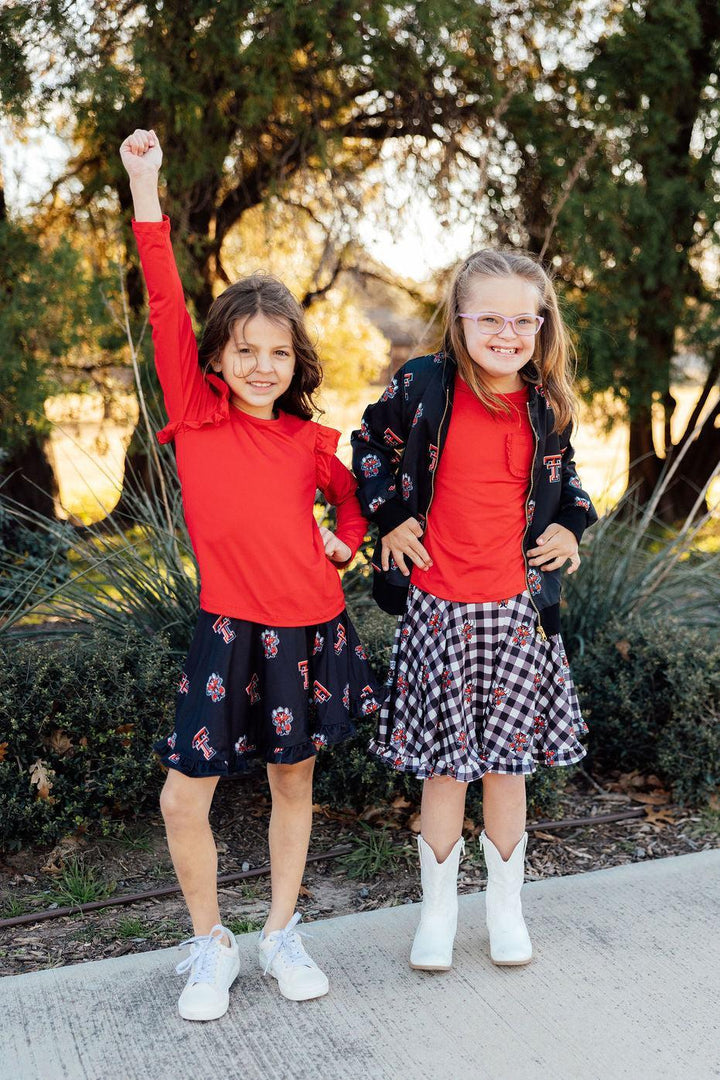 Texas Tech Plaid Raider Red Twirl Skort-Mila & Rose ®