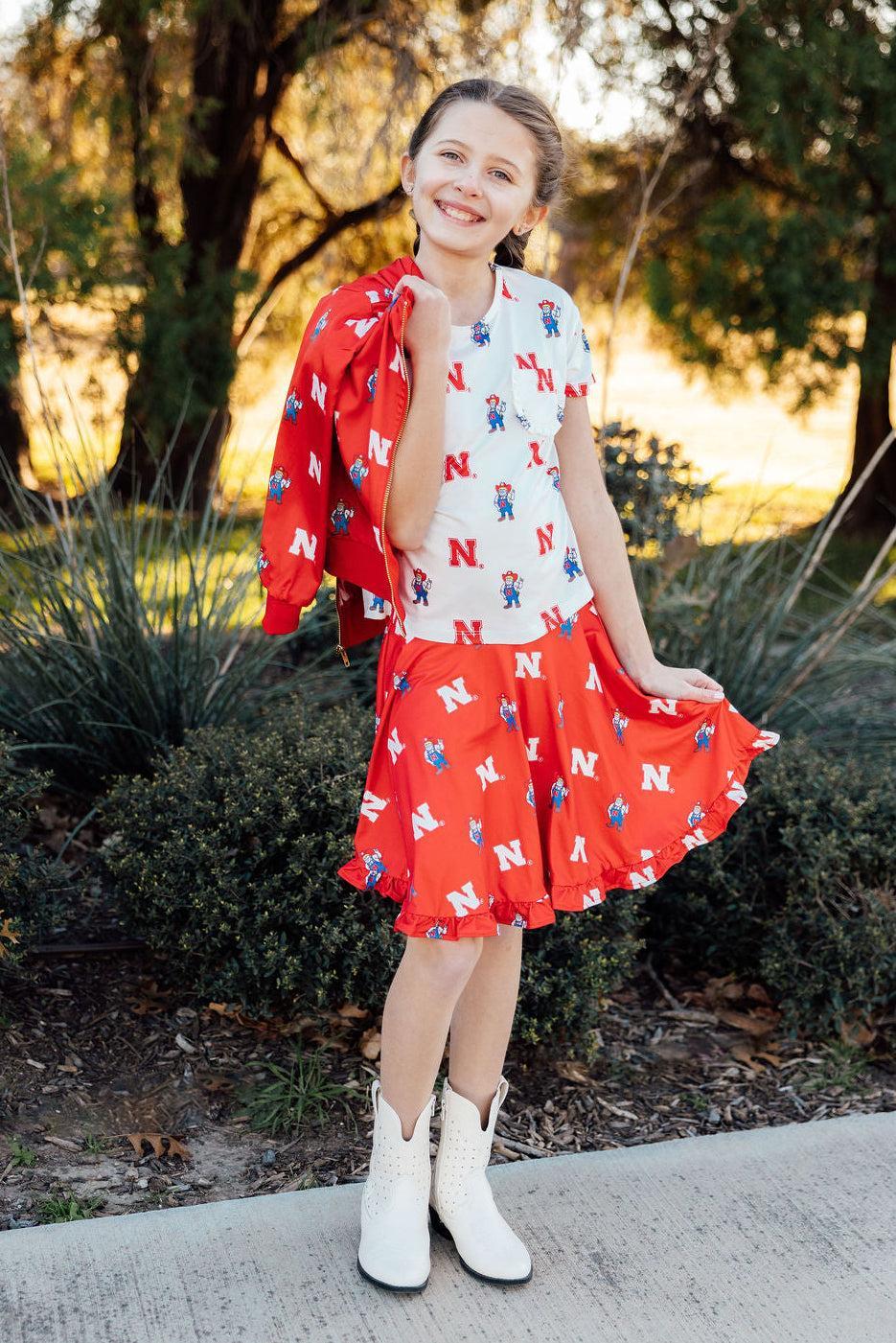 (S) Nebraska Red Herbie Husker Twirl Skort-Mila & Rose ®