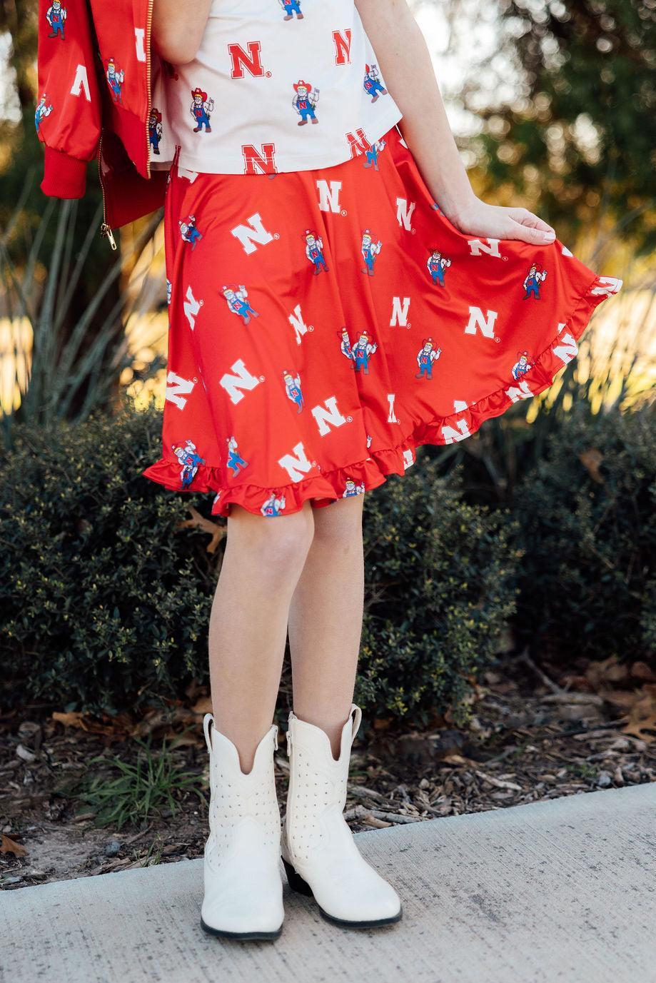 (S) Nebraska Red Herbie Husker Twirl Skort-Mila & Rose ®