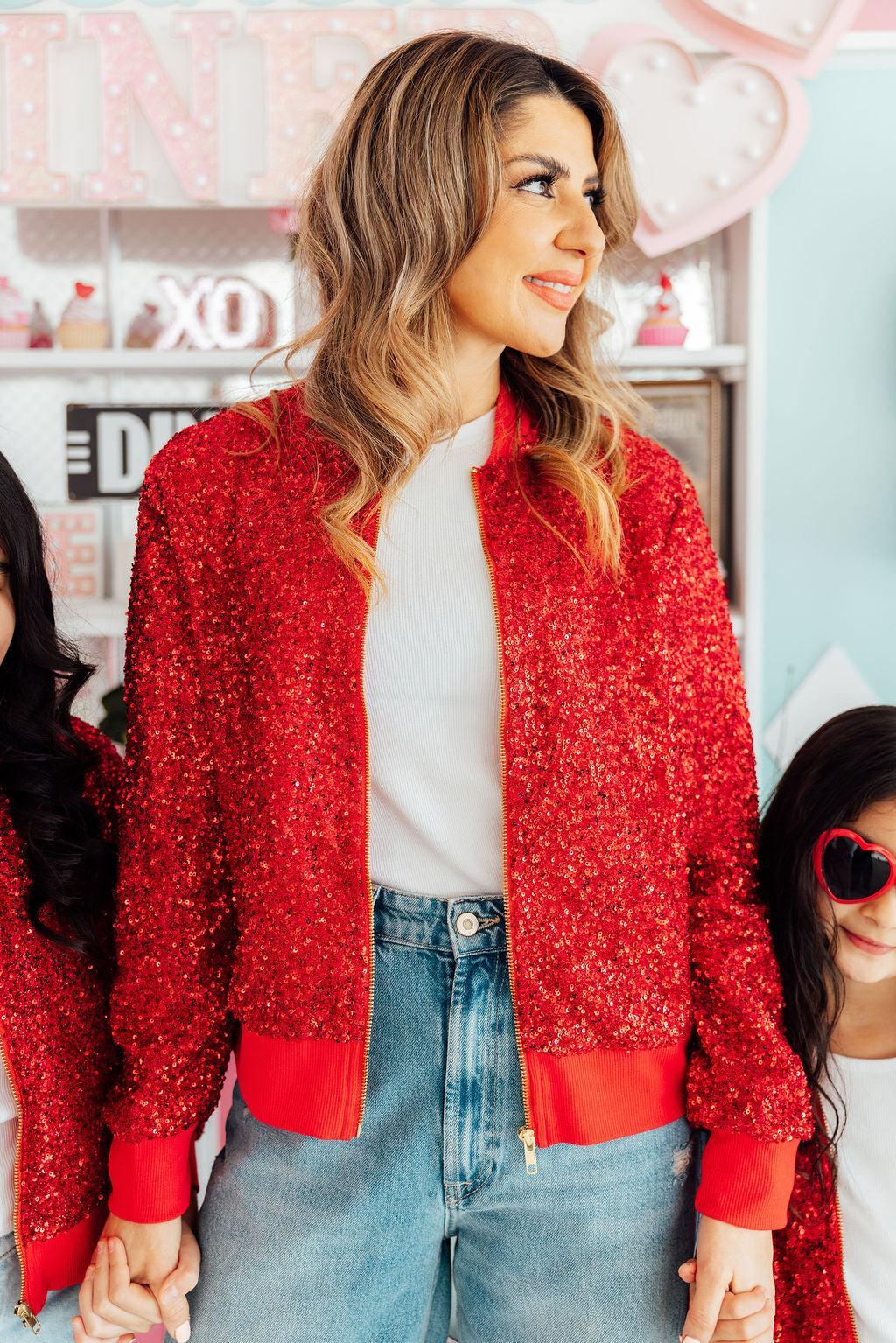 Grown Up Red Sequin Jacket-Mila & Rose ®
