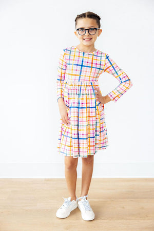 Plaid About You L/S Pocket Twirl Dress-Mila & Rose ®