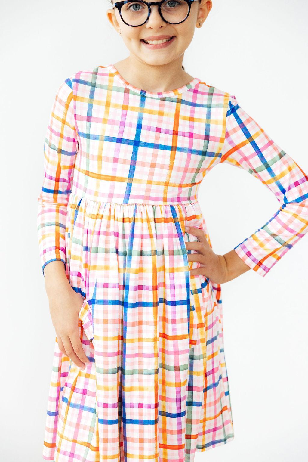 Plaid About You L/S Pocket Twirl Dress-Mila & Rose ®