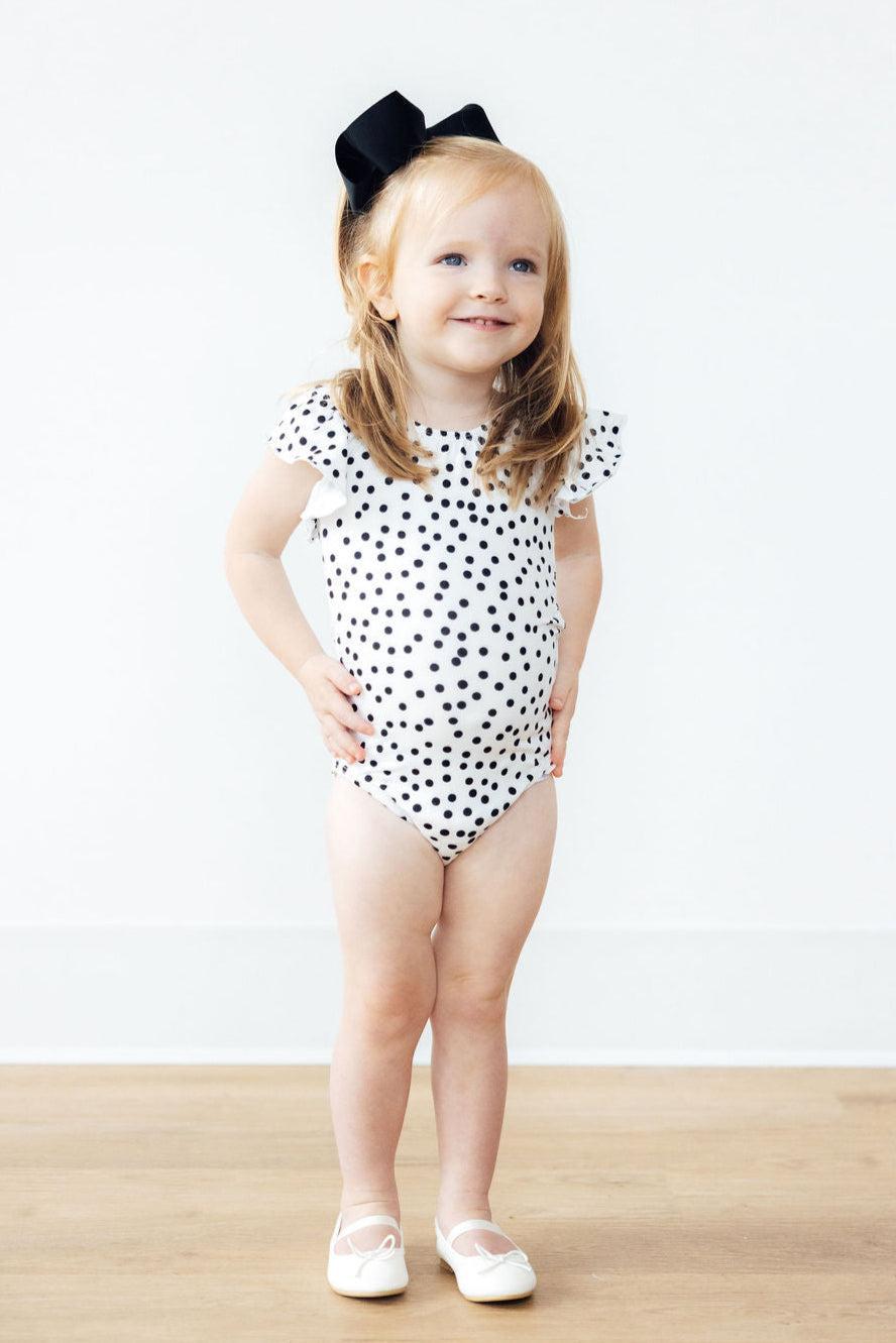 Scattered Dot S/S Flutter Sleeve Leotard-Mila & Rose ®