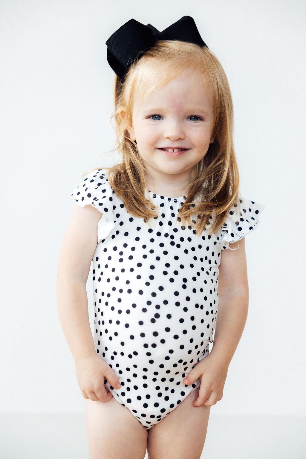Scattered Dot S/S Flutter Sleeve Leotard-Mila & Rose ®