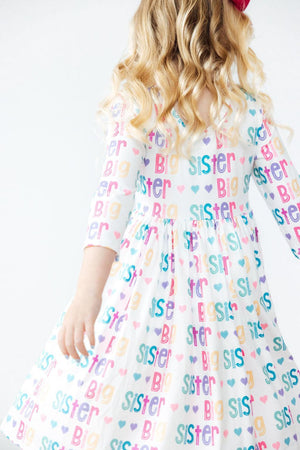 Big Sister 3/4 Sleeve Pocket Twirl Dress-Mila & Rose ®