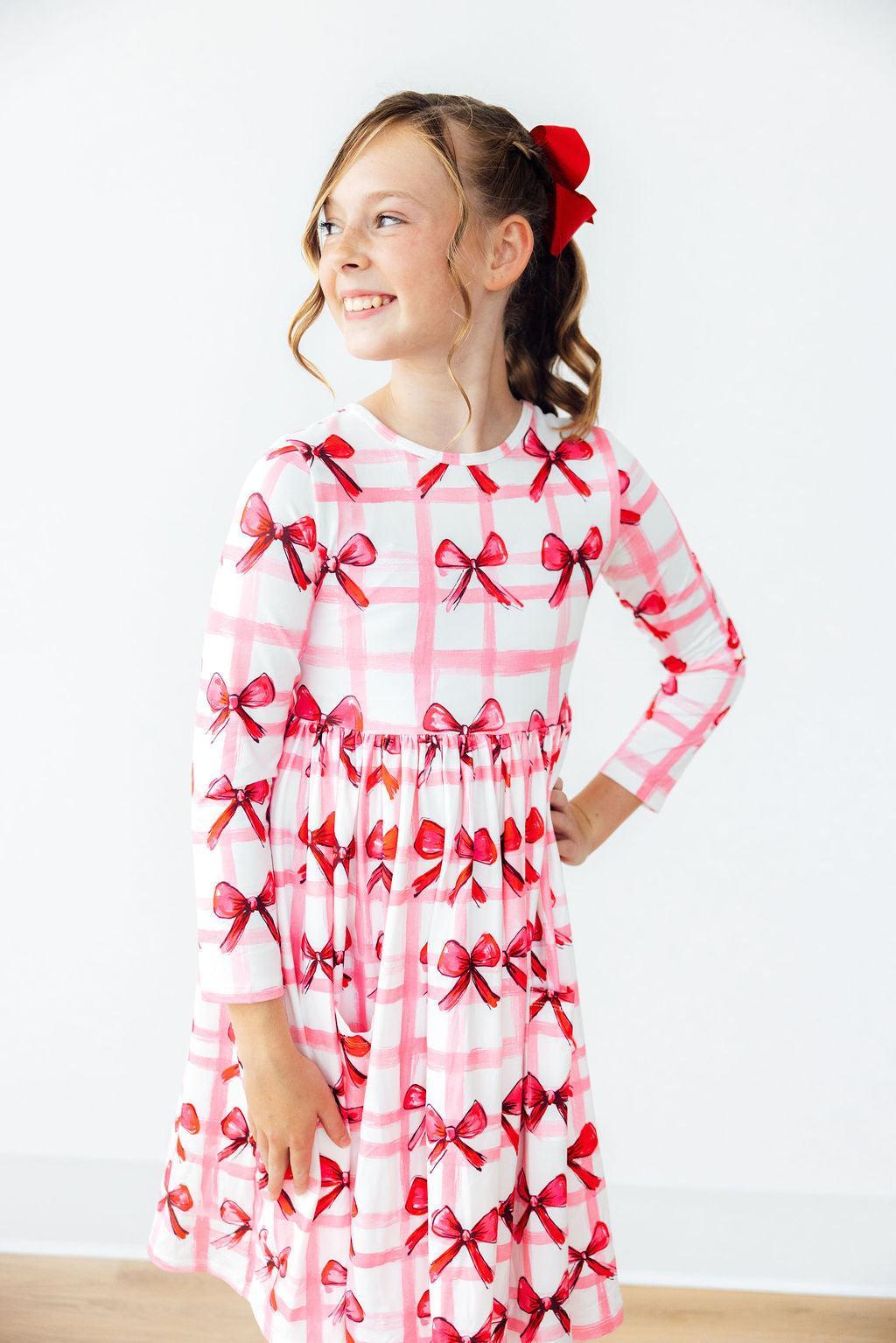 Bow La La L/S Pocket Twirl Dress-Mila & Rose ®