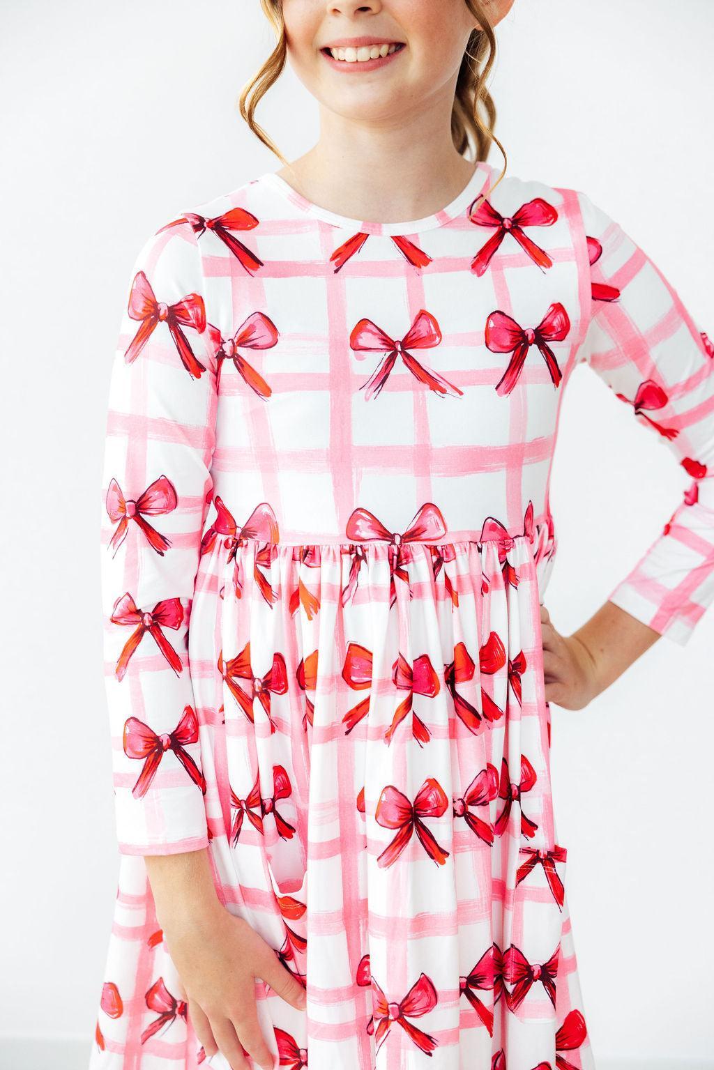 Bow La La L/S Pocket Twirl Dress-Mila & Rose ®