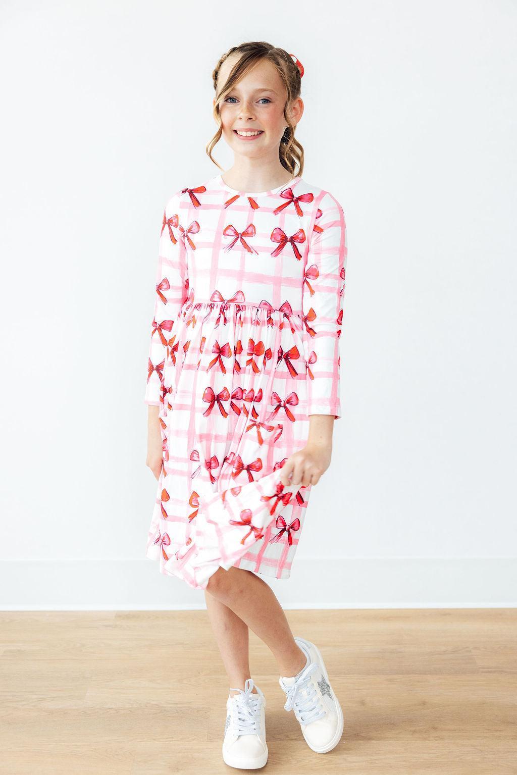 Bow La La L/S Pocket Twirl Dress-Mila & Rose ®